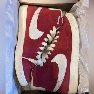 Nike Blazer Mid GS Red and White Sneakers